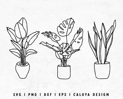 FREE Line Art SVG | House Plant SVG