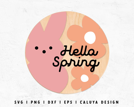 FREE Hello Spring SVG | Circle Spring Sign SVG Cut File for Cricut, Cameo Silhouette | Free SVG Cut File