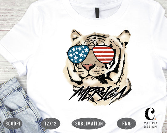 Merica Tiger PNG For Sublimation