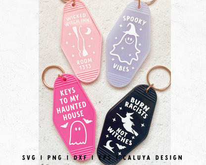 FREE Halloween Motel Keychain SVG | Witches Motel Keychain Template SVG