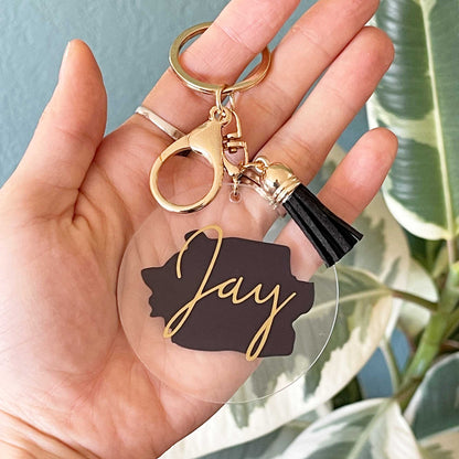 Paint Brush Printed Acrylic Keychain | Gold | Craft Blank for Cricut, Cameo Silhouette