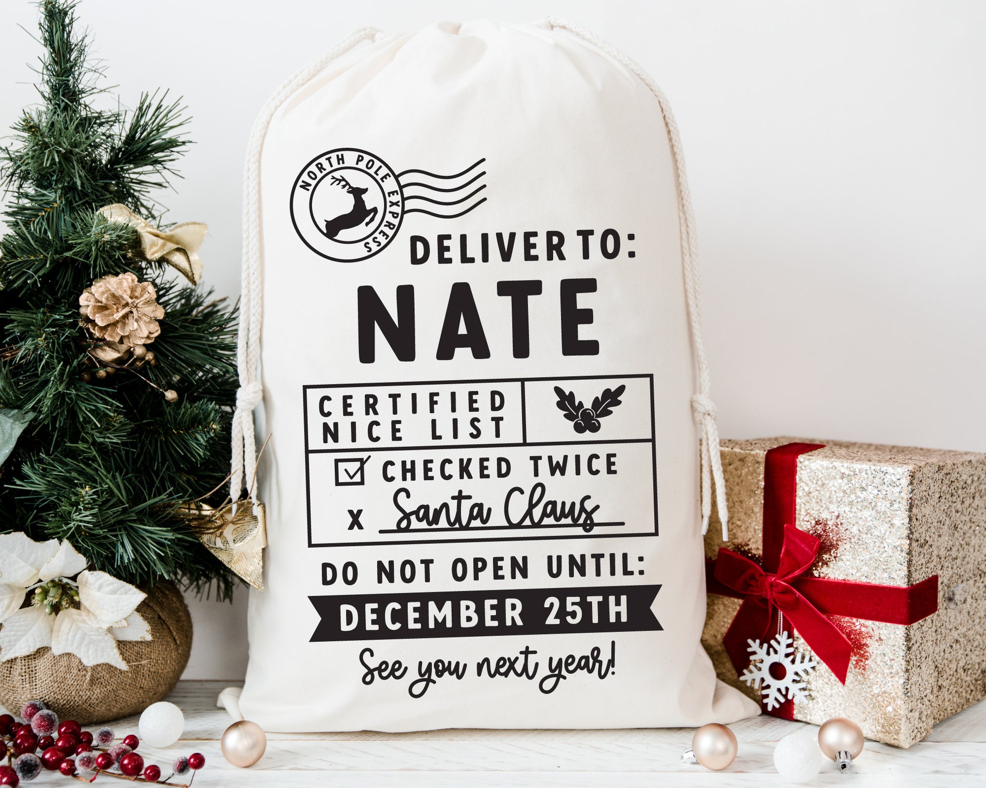 Santa Sack Making SVG Mini Bundle | Thick Font Version | For Cricut, Cameo Silhouette Craft with SVG Cut File