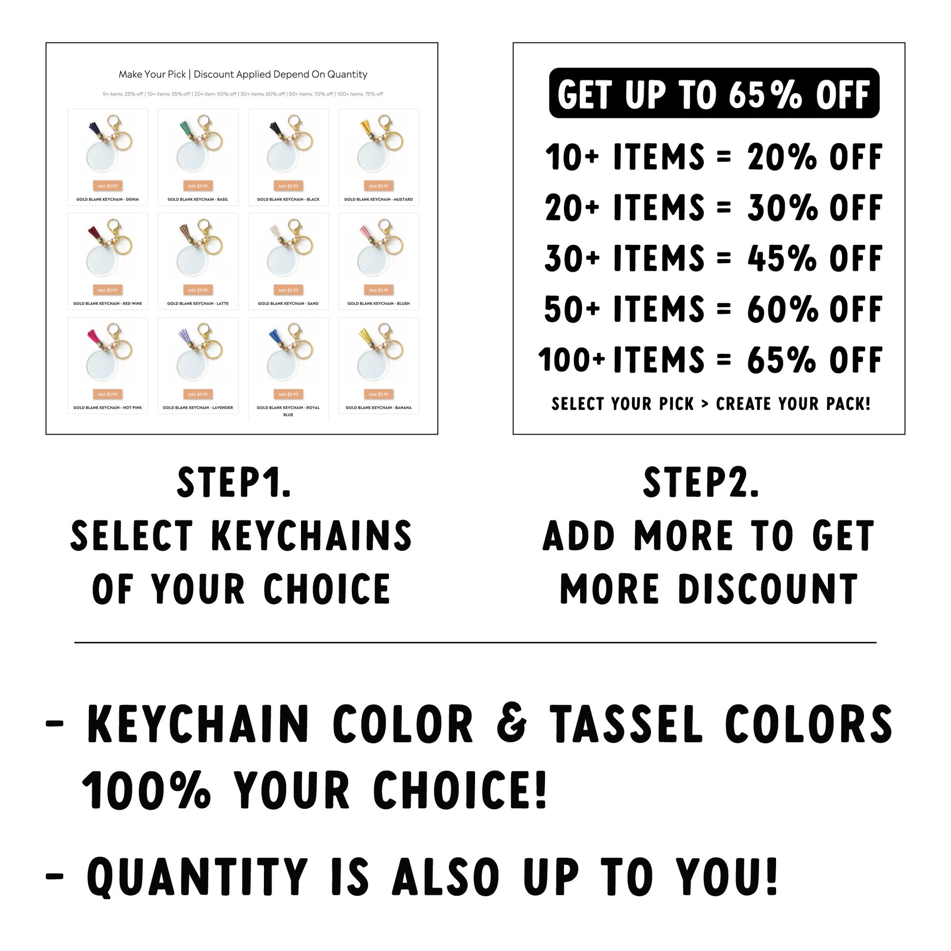 Acrylic Keychain Blanks w/Tassel - 12 Pack