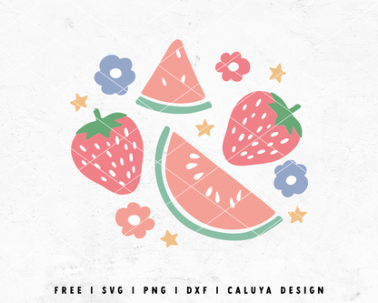 FREE Pastel Fruits SVG | Watermelon SVG | Strawberry SVG Cut File for Cricut, Cameo Silhouette | Free SVG Cut File