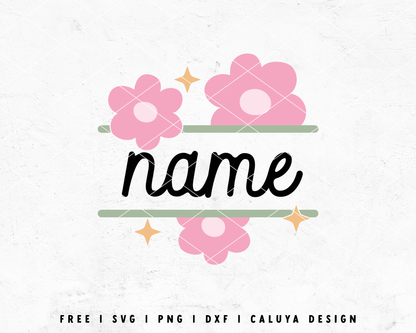 FREE Retro Flower Monogram SVG | Split Monogram SVG Cut File for Cricut, Cameo Silhouette | Free SVG Cut File