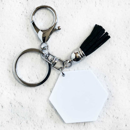 Hexagon Sublimation Keychain Silver