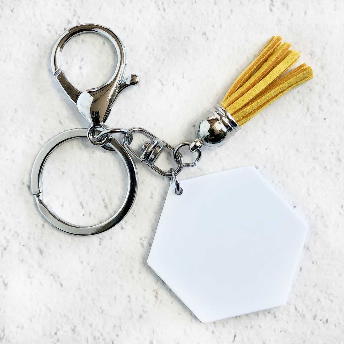 Hexagon Sublimation Keychain Silver