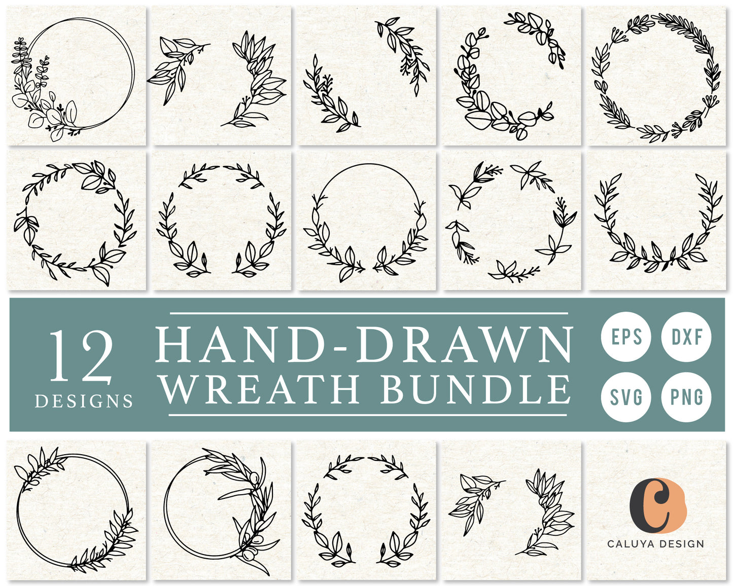 Hand-Drawn Wreath Frame SVG Bundle